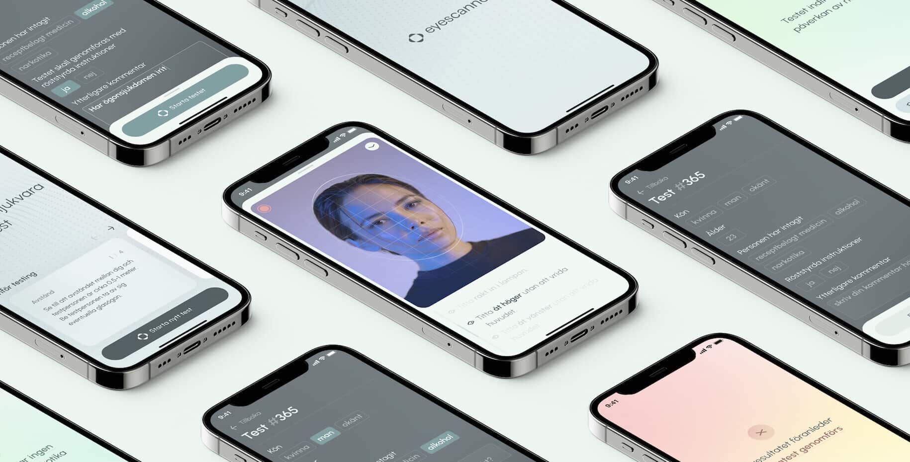 Smartphones with the Eyescanner app